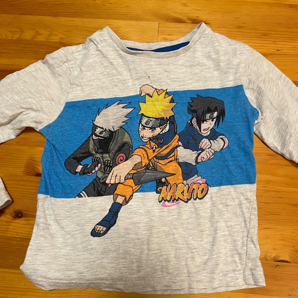 Kids Naruto Anime Long Sleeve Tee - Gray and Blue